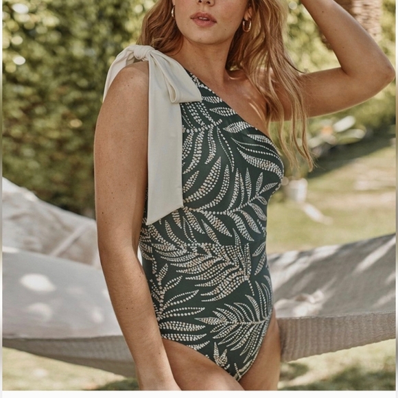 NWOT Summersalt Bow Shoulder Ruched Side Stroke Bathing Suit Swim Suit - Picture 1 of 9